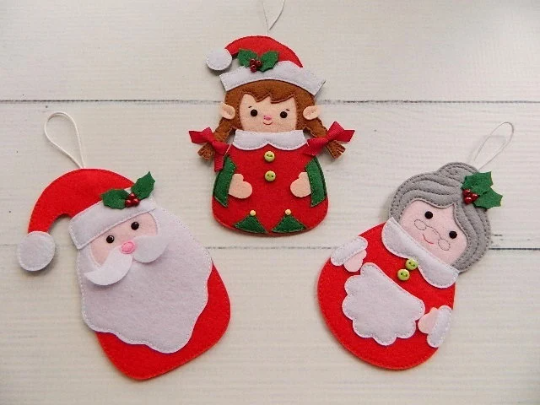 Pattern Christmas Ornaments, Felt Christmas Decorations - Crealandia