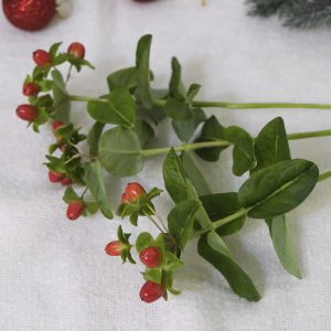 Berry branch of cold porcelain handmade Christmas floral