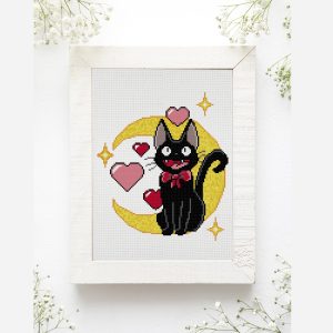 black cat Jiji cross stitch pattern PDF