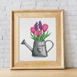 Spring flovers cross stitch chart PDF.