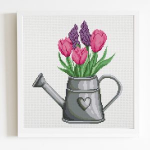 Spring flovers cross stitch chart PDF.
