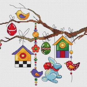 “Easter tree” Cross Stitch Pattern, Spring cross stitch chart, Happy Easter