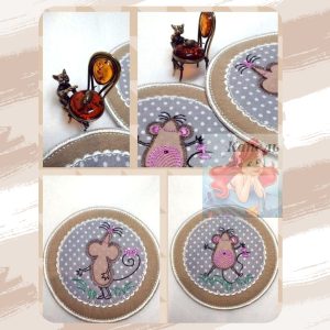 ITH design Digital embroidery Patterns It is a support under a hot mug "FUNNY MICE"