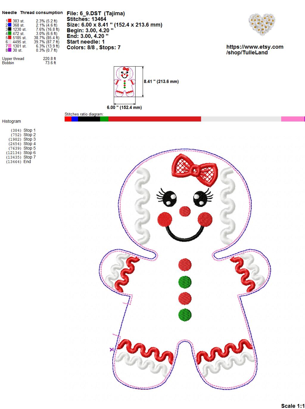 Christmas Ginger Stuffe ITH Pattern Machine embroidery design 4 Christmas Ginger Stuffe ITH Pattern Machine embroidery design - Image 4