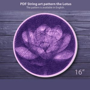 Lotus String art pattern PDF. String art template