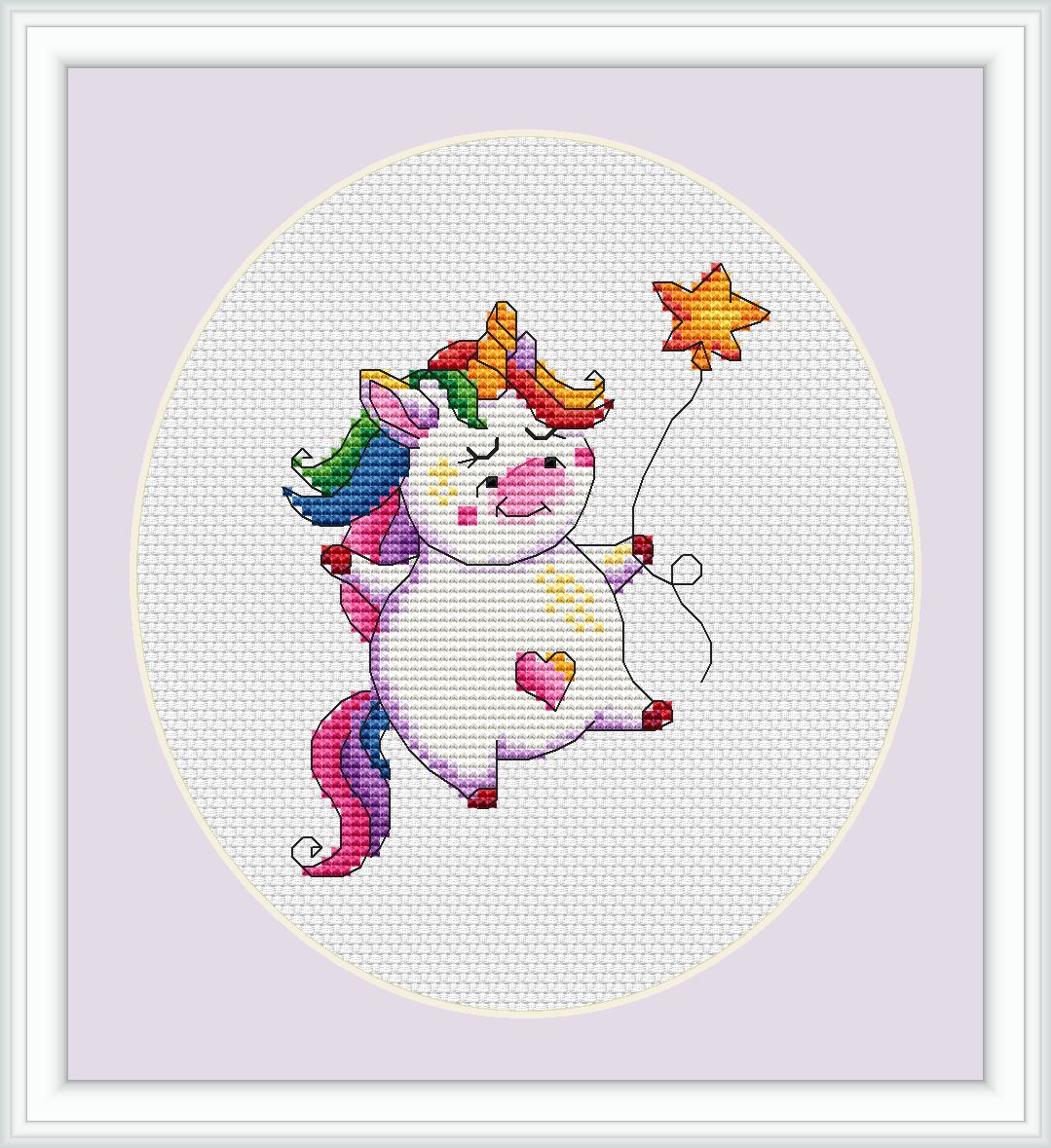 Magic Unicorn Cross Stitch Kit for Beginners Counted Pattern DIY