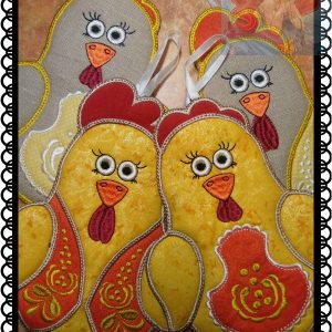 Embroidery ITH design Digital embroidery Patterns "Pot Holders HEN and Rooster"