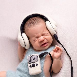 Newborn headphone and player. Felt headphones. Newborn prop.
