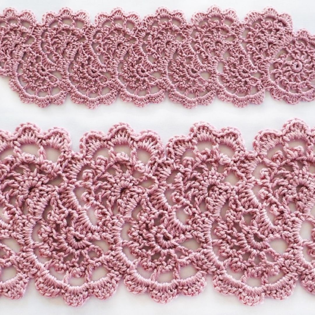Lami 9 Meter Light Pink Cutwork Design Lace Border, Crochet Crocia