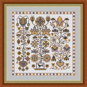 Cross Stitch Pattern Sampler Autumn Fraktur Modern Folk Embroidery PDF 114