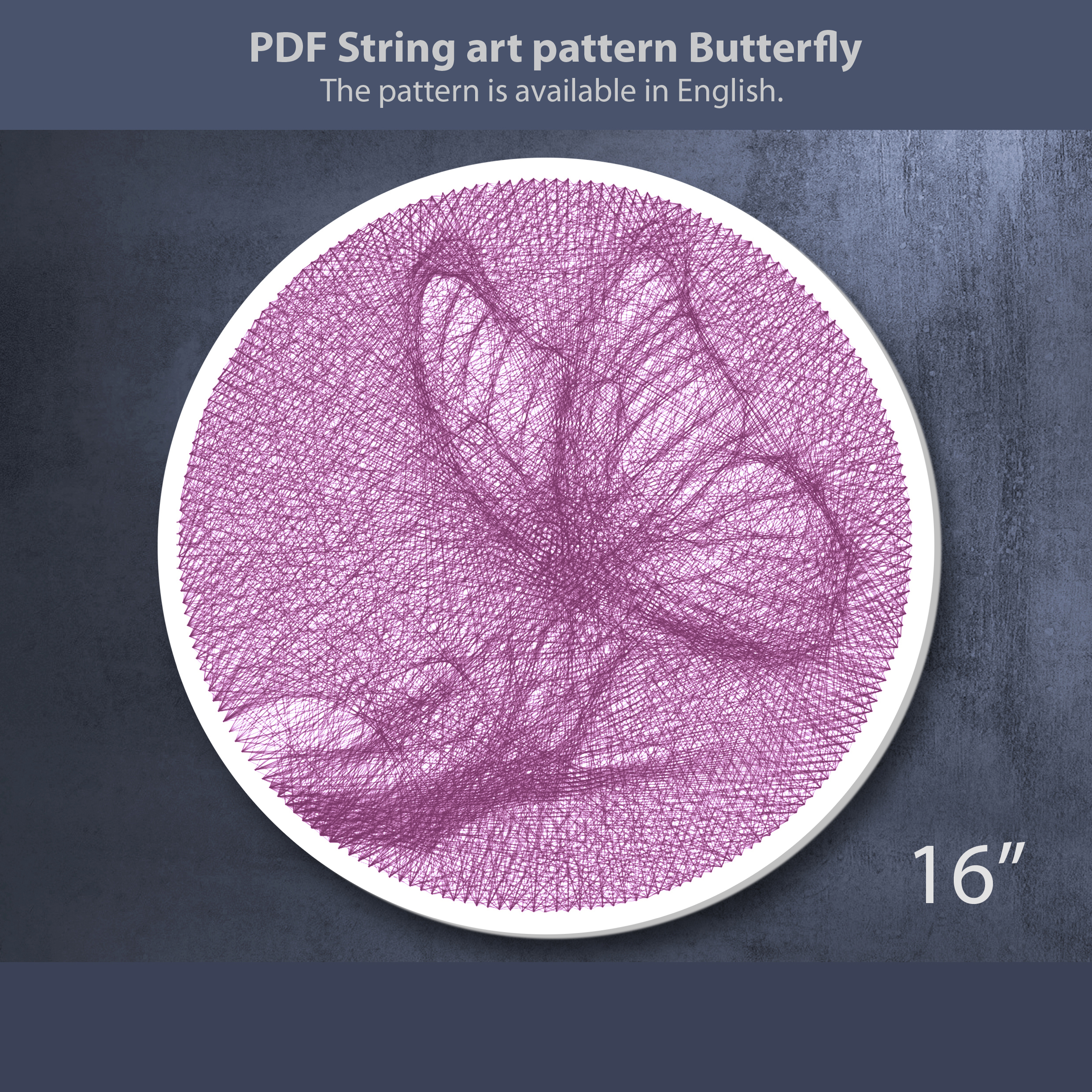 String art patterns PDF. Butterfly wall art. DIY String art template &  tutorial - Crealandia