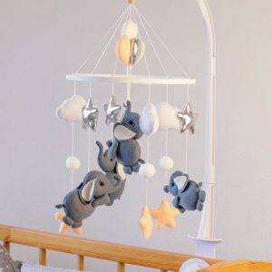Mobile nursery, elephant mobile, baby mobile, safari baby shower