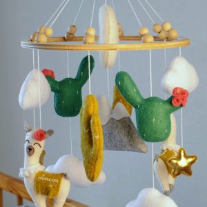 Llama baby mobile, boho nursery mobile, cot mobile