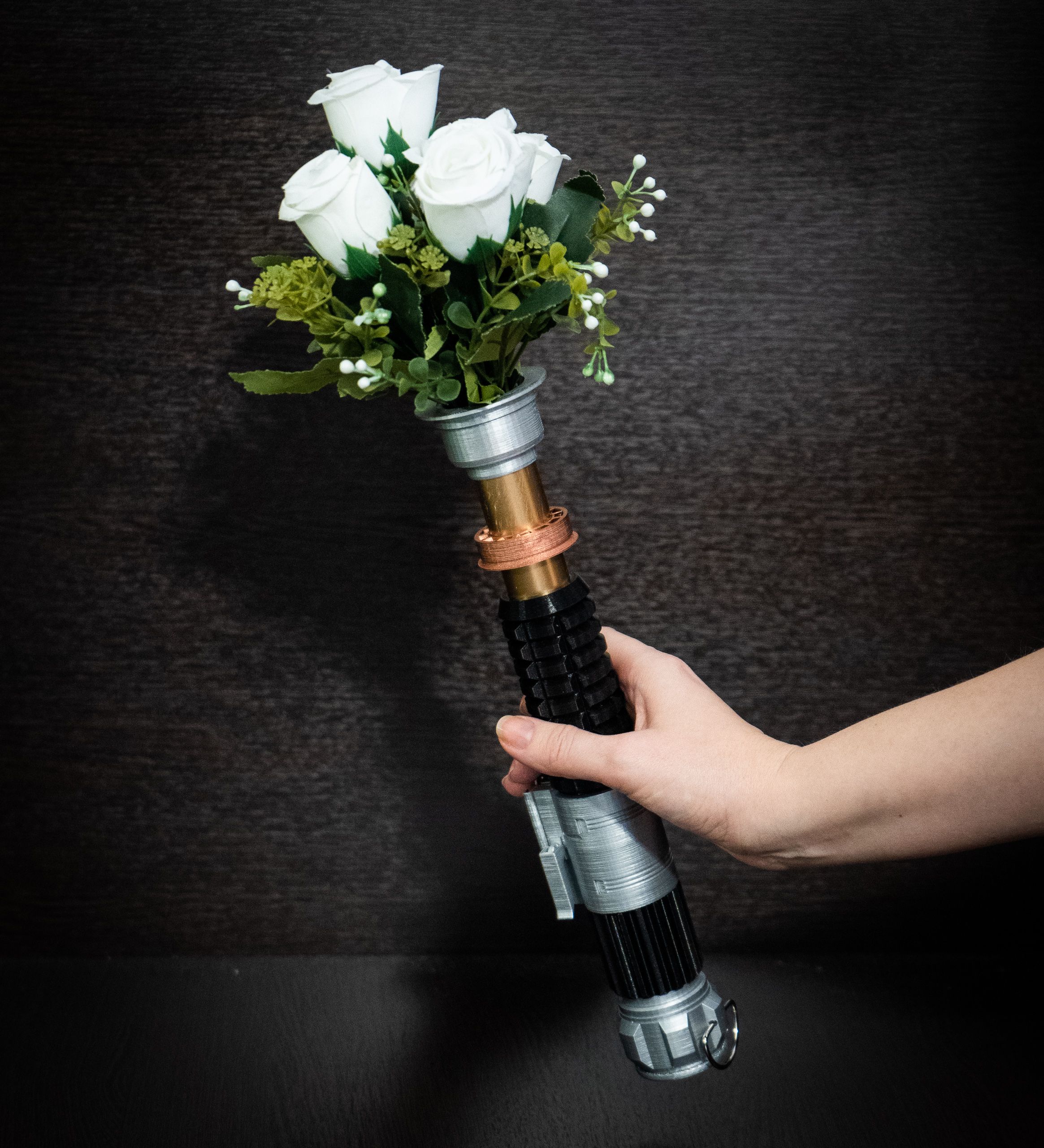 Star Wars Wedding White Rey's Lightsaber Bouquet Holder - Crealandia