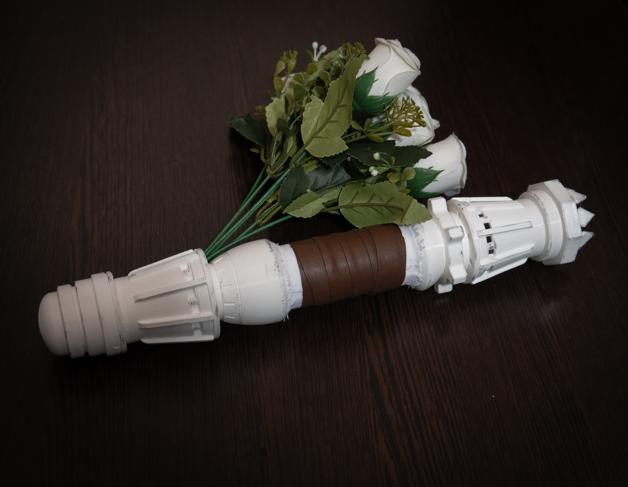 Rey wedding bouquet lightsaber hilt