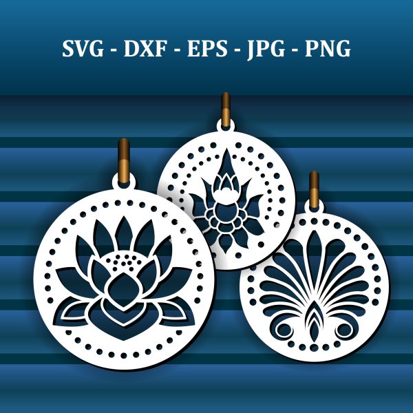Decorative coasters laser cut templates, files for cnc cutting. Floral design in oriental style