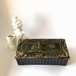 Bill holder, Banknote box with lid, Wooden box for money