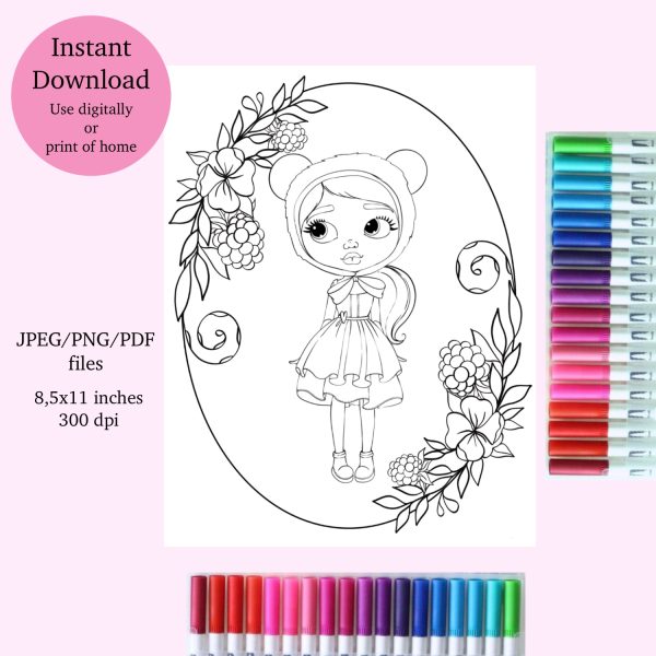 Summer doll coloring page