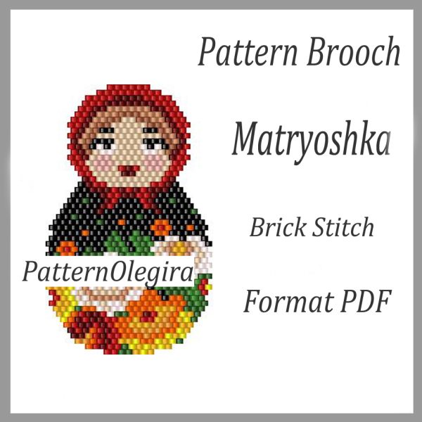 MATRYOSHKA Brooch bead pattern PDF file