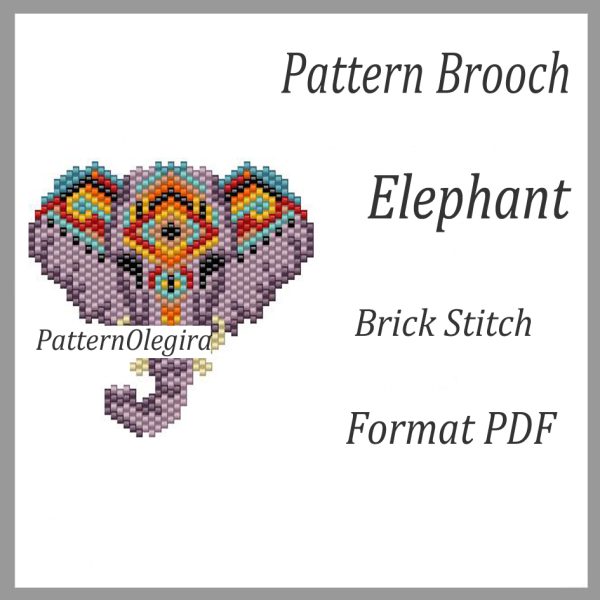 ELEPHANT Brooch bead pattern PDF file