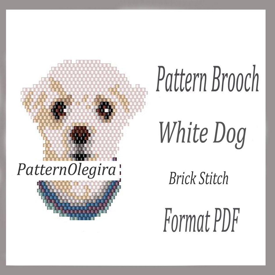 Beaded Dachshund Dog Head Brooch Miyuki Brick Stitch Beading Pattern  PB-10093 (Download Now) 