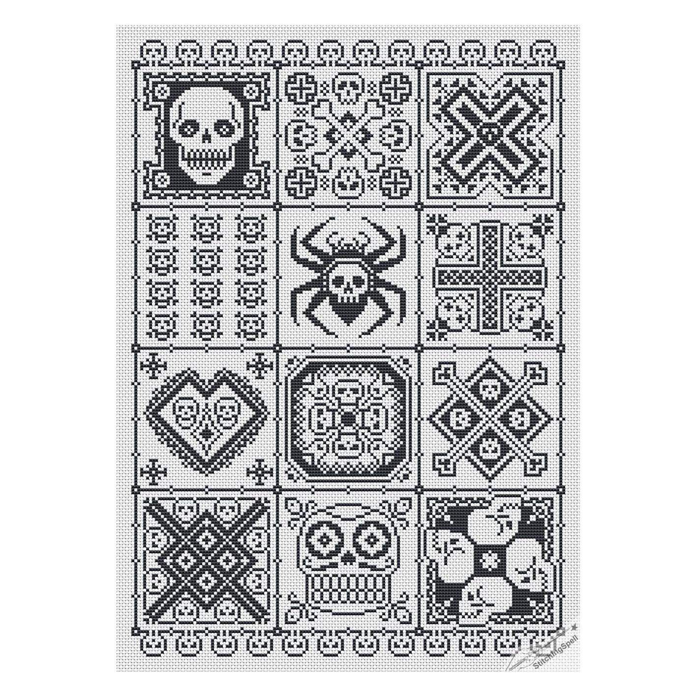 Spooky Stitches | Black and White Counted Cross Stitch Patterns: 8 Creepy Needlepoint Charts to Haunt Your Halloween