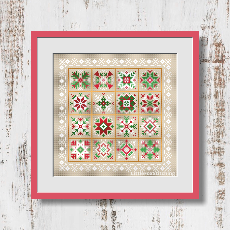 Christmas Advent Calendar Cross Stitch PDF Merry Christmas Pattern Winter  Advent Sampler Cross Stitch Pattern 