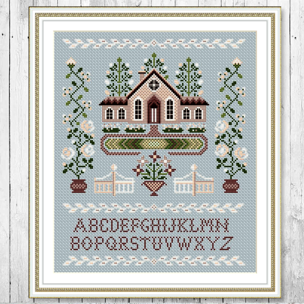 Cross Stitch Pattern Sampler Primitive Home Sweet Home Embroidery Vintage PDF Instant Download 159