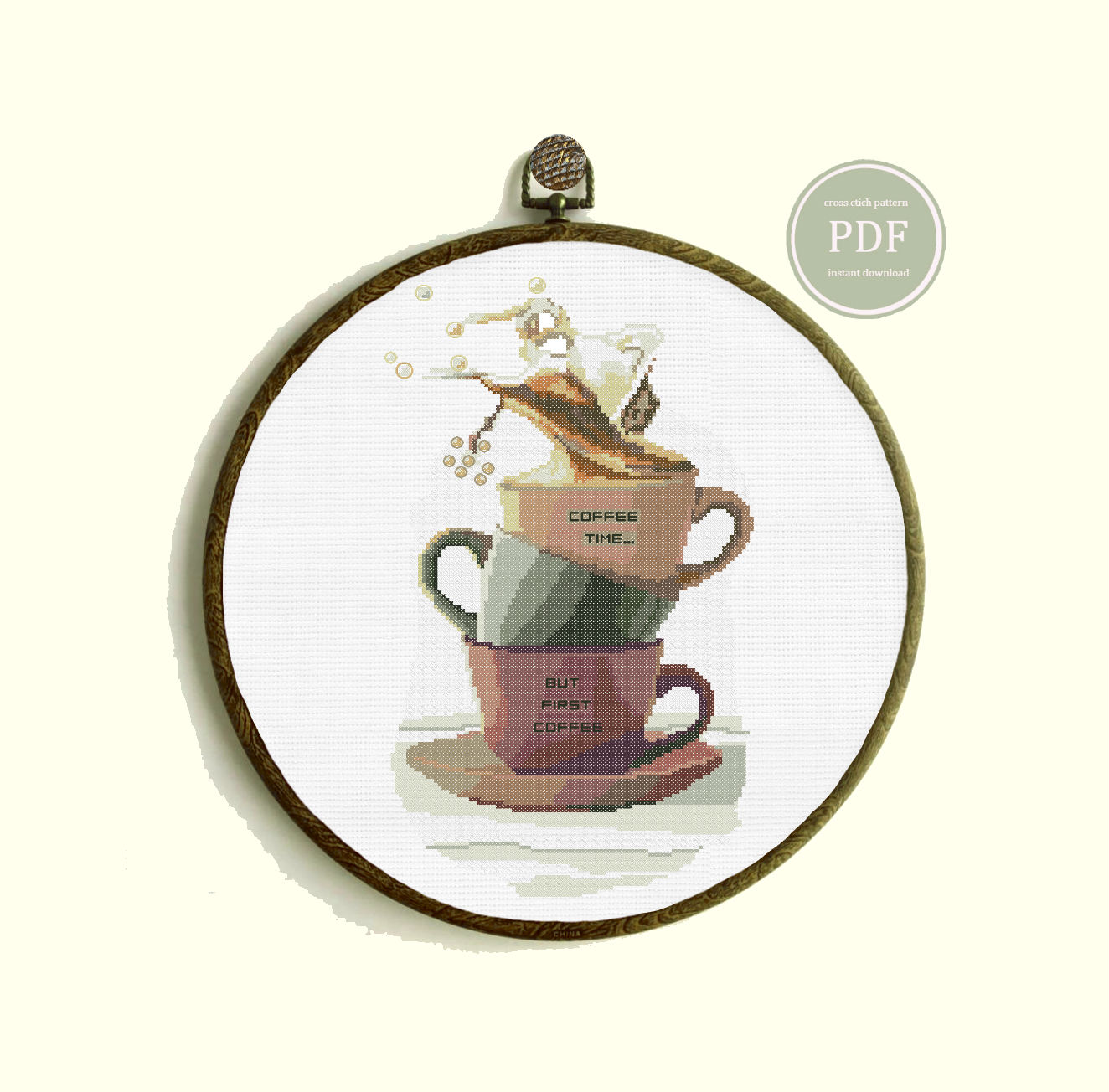 Cross Stitch Pattern Pdf Coffee Cup Instant Download 