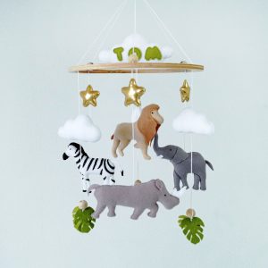 Safari baby mobile personalized, crib mobile, jungle baby shower