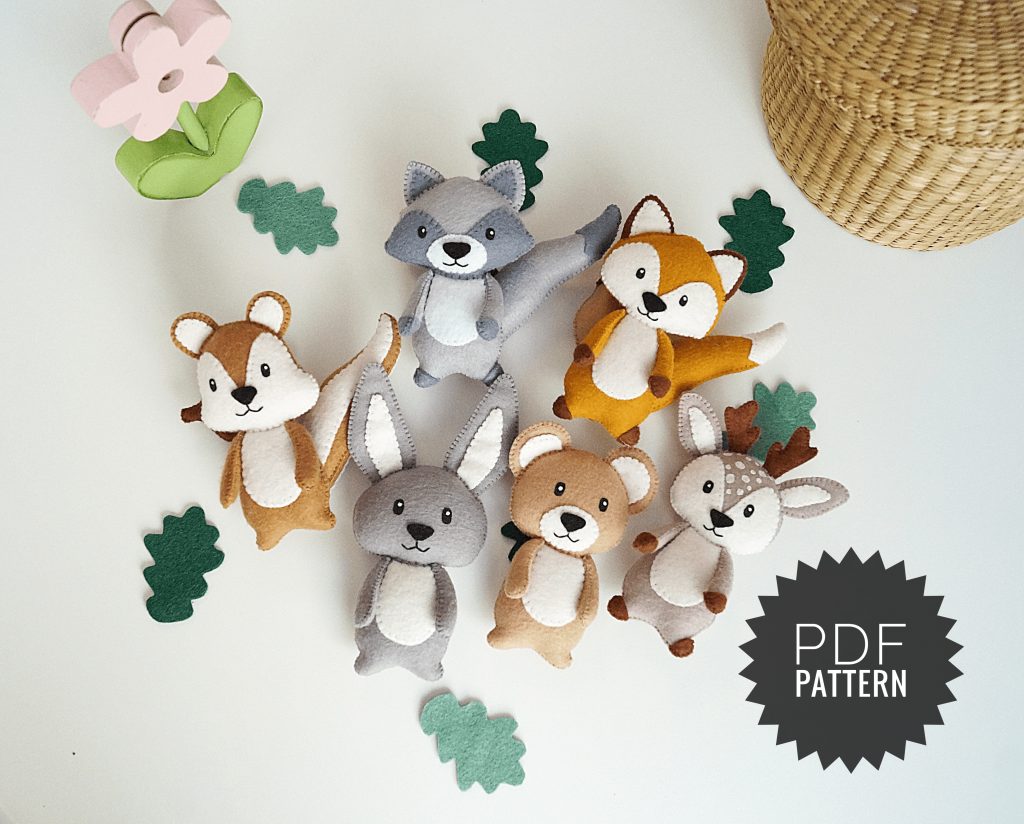 6 Woodland Felt Animals Pattern PDF, Felt Toys Tutorials, Fe - Inspire  Uplift