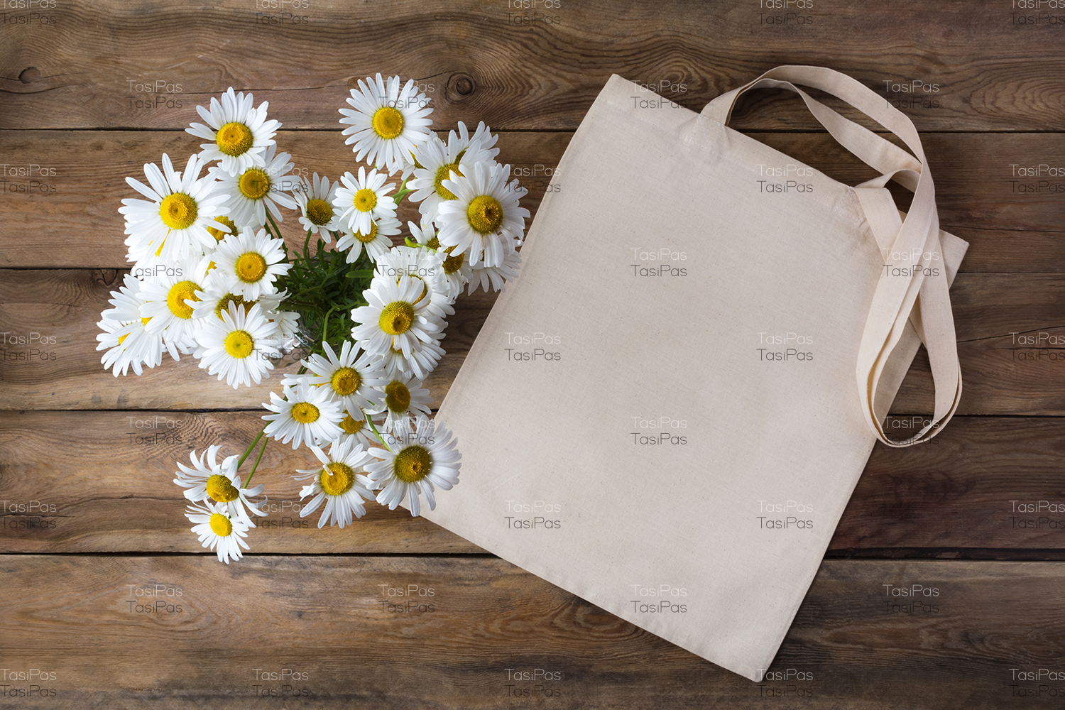 Rustic tote bag mockup with daisy. Digital Download. 3 Rustic tote bag mockup with daisy. Digital Download. - Image 3
