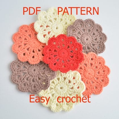Crochet coasters pattern, Small crochet doily