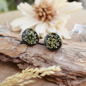 Pressed flowers cufflinks. Father’s day gift. Unisex cufflinks