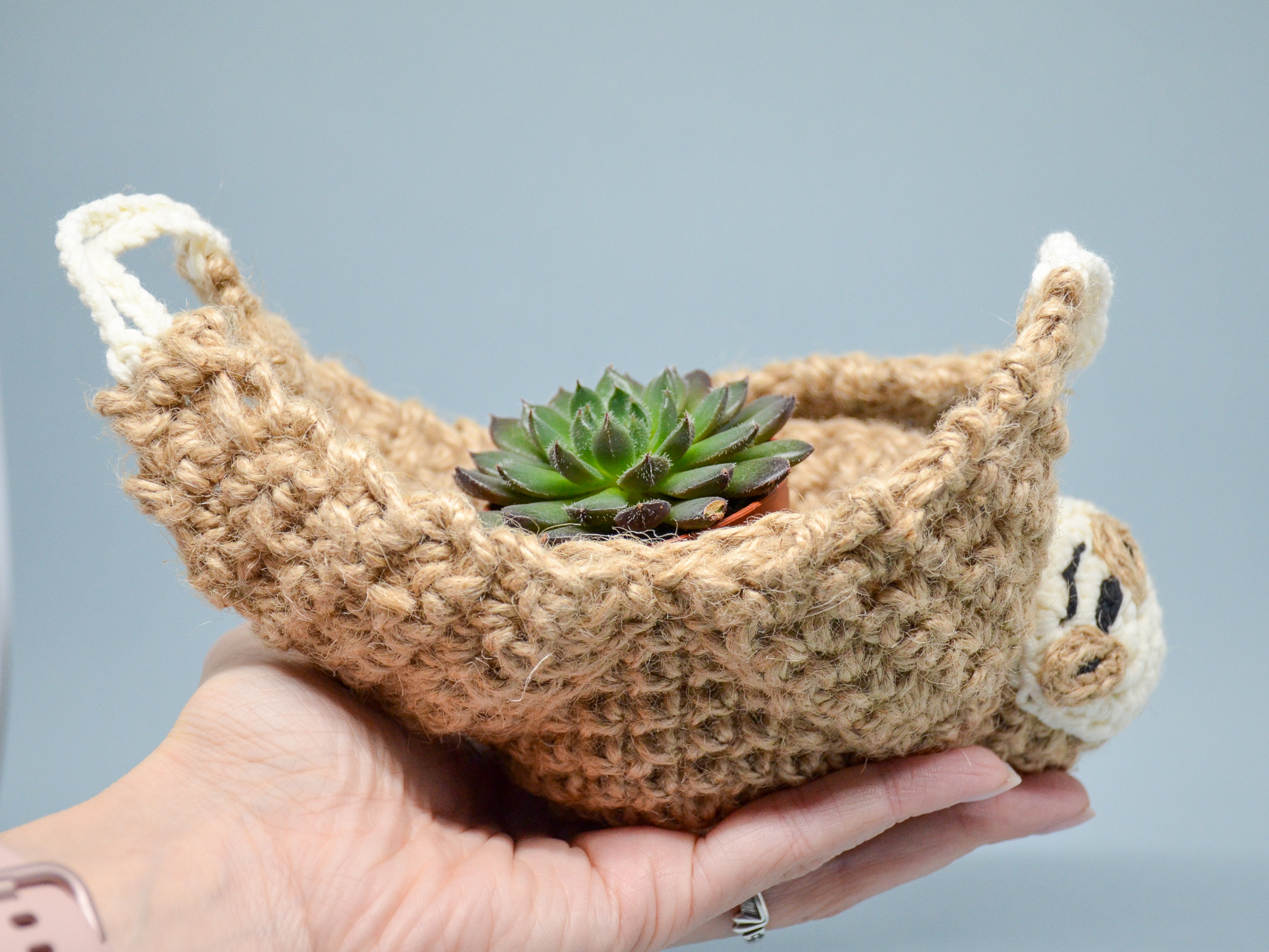 Handmade Crochet Adorable/cute Sloth Plant Holder, Baby Nursery