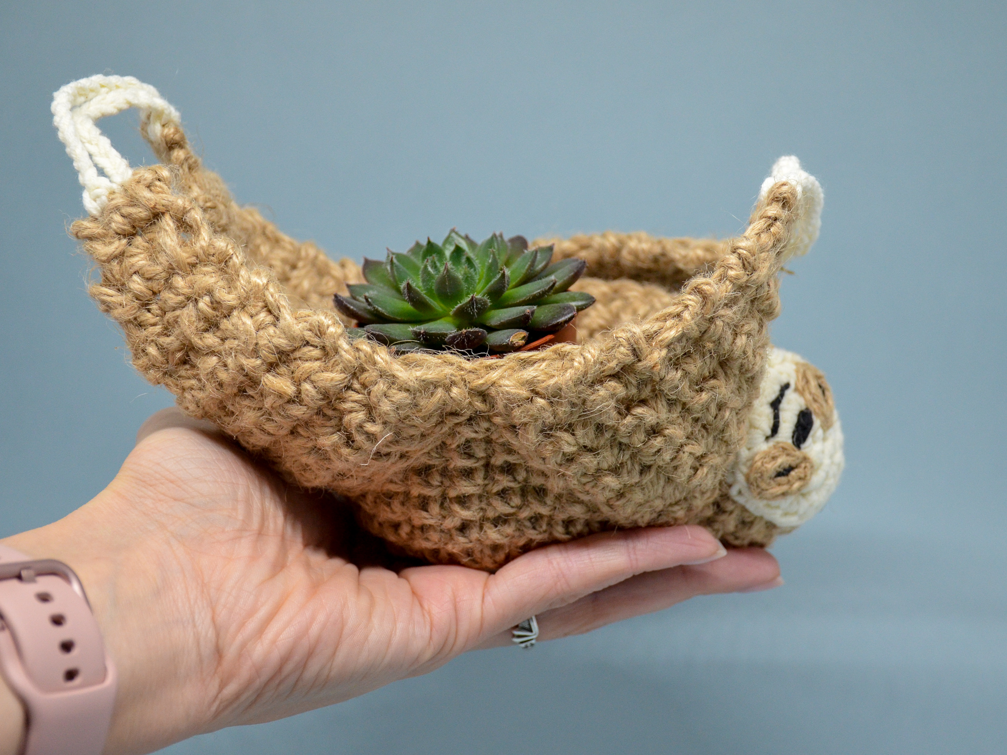 Handmade Crochet Adorable/cute Sloth Plant Holder, Baby Nursery