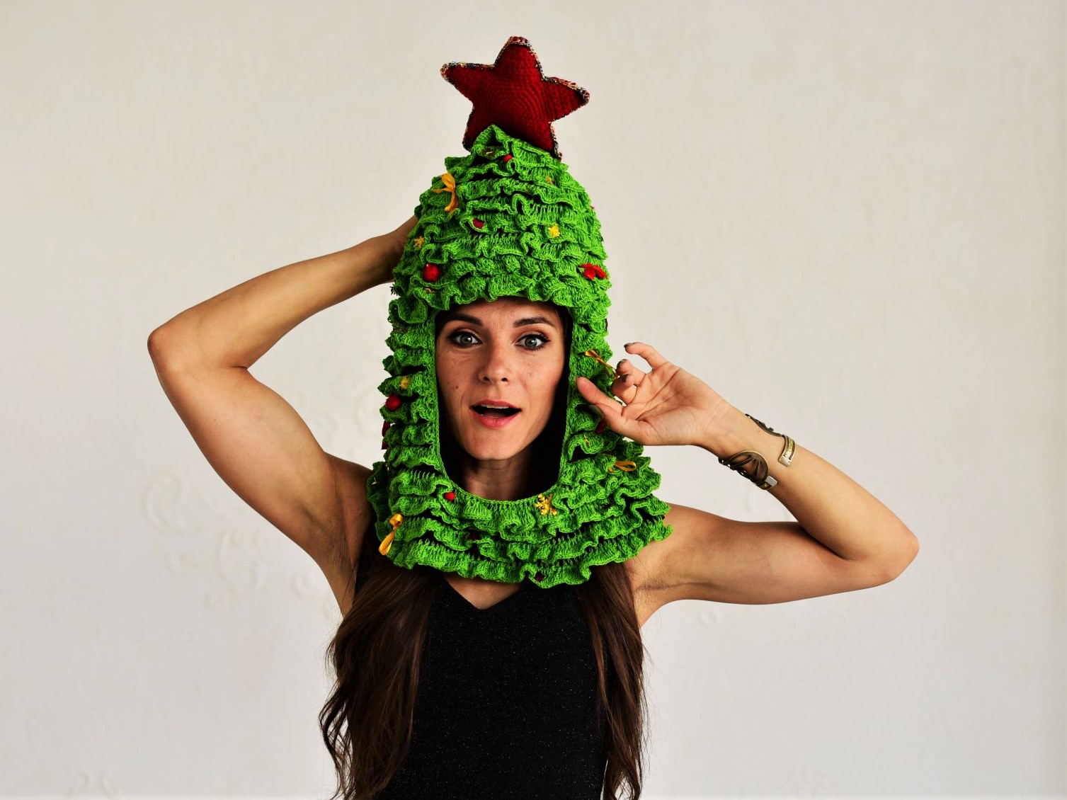 Christmas tree hat, Christmas outfit adult, Christmas crazy hat
