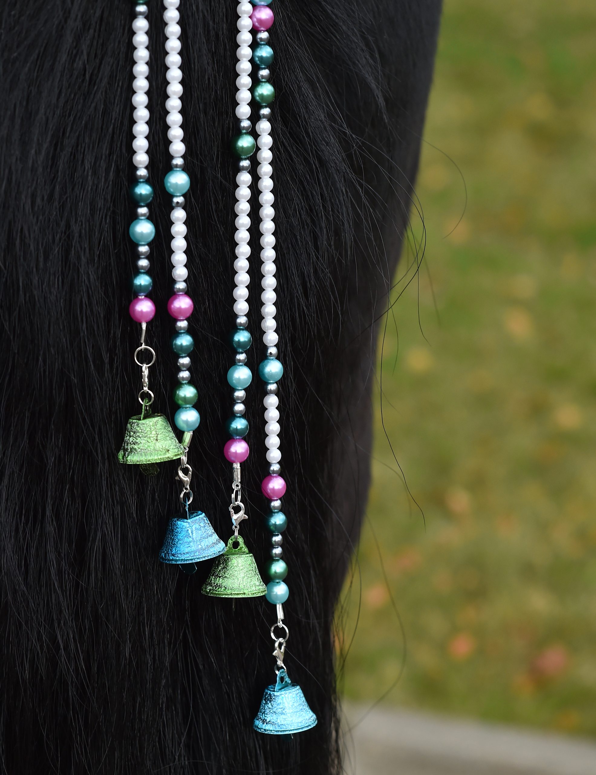 Unicorn horn Browband horse Handmade green tack