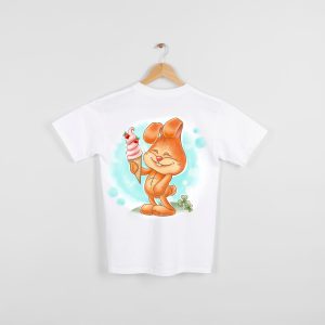 Funny rabbit with ice cream Digital illustration Png design