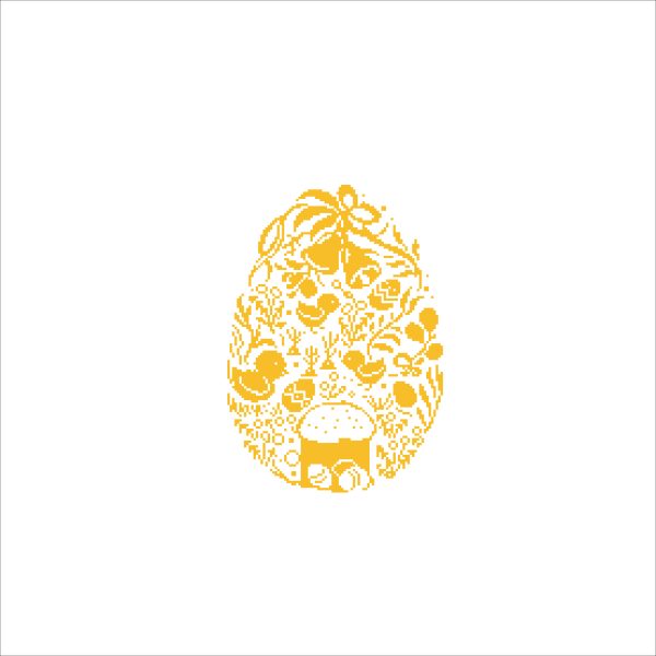 Cross stitch pattern Easter egg yellow, PDF embroidery Easter chicken
