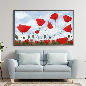 Samsung Frame TV art painting landscape poppies 4K 092
