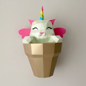 UNICORN CAT IN ICE CREAM PDF TEMPLATE
