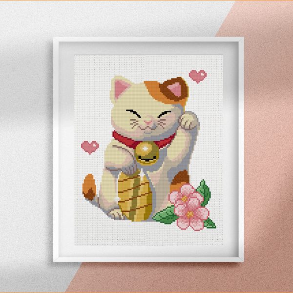 lucky cat cross stitch PDF