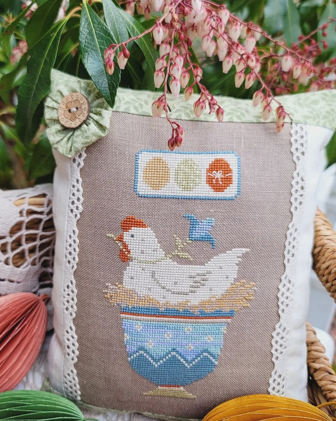 Easter Hen, PDF small primitive cross stitch pattern 7 Easter Hen, PDF small primitive cross stitch pattern - Image 7