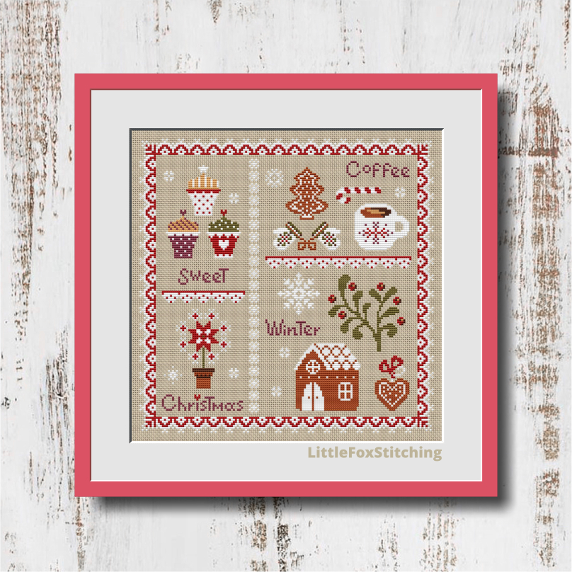 Carpet Cross Stitch Pattern, Ornament Counted Cross Stitch Chart, Sampler,  Pillow,modern Embroidery, Christmas Decor, Instant Download PDF 