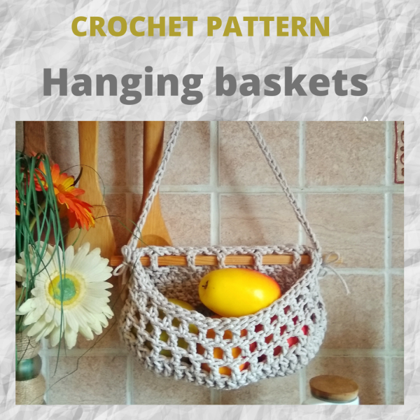 Hanging single wall basket, crochet pattern