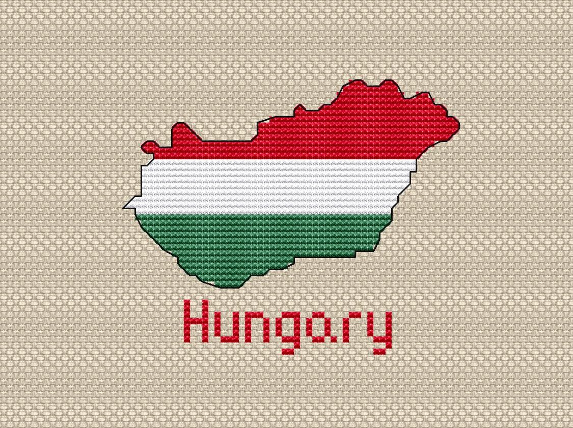 Hungary Map Cross Stitch pattern modern, Flag Xstitch chart PDF 3 Hungary Map Cross Stitch pattern