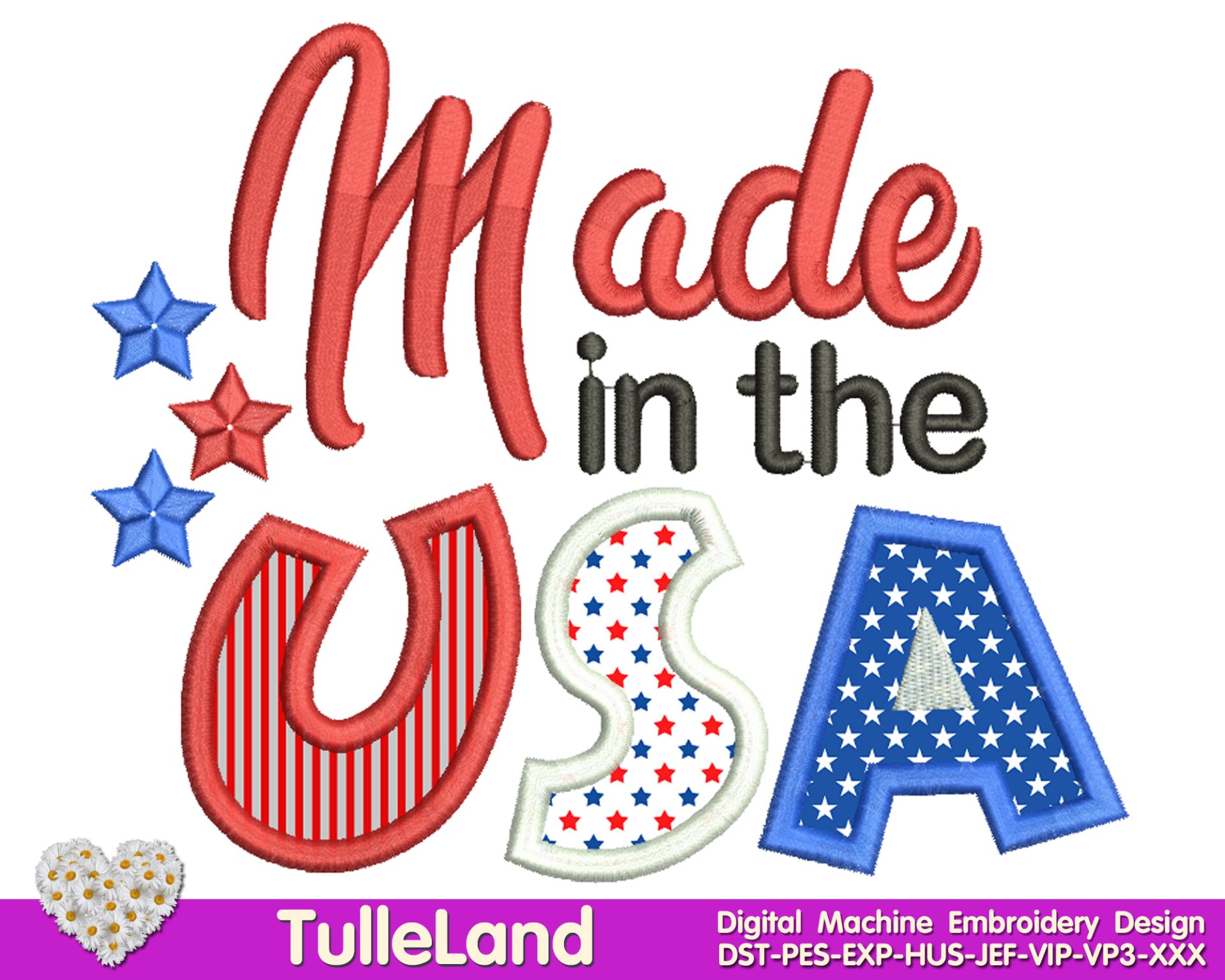 Made in the USA Patriotic Star Machine embroidery design 4 Made in the USA Patriotic Star Machine embroidery design - Image 4