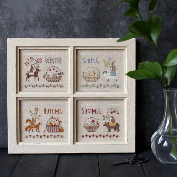 Seasonal Baskets, PDF primitive cross stitch pattern