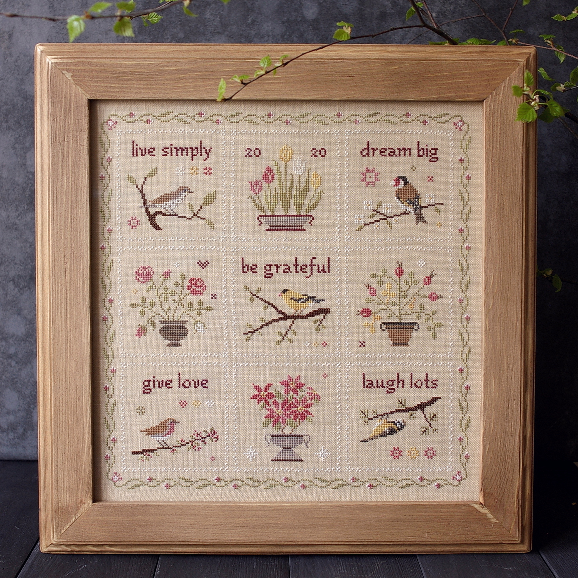Live Simply Sampler, PDF primitive cross stitch pattern 1 Live Simply Sampler, PDF primitive cross stitch pattern